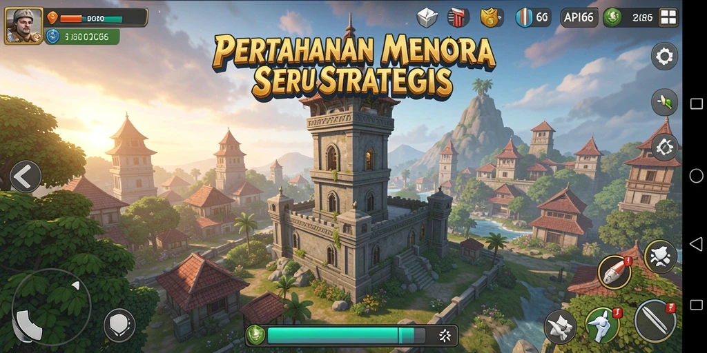 Gameplay seru dalam API66 yang menampilkan pertahanan menara yang strategis.