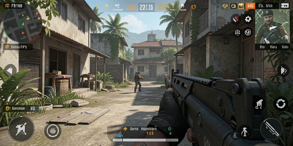 Tangkapan layar seru dari gameplay FB168 yang menampilkan aksi tembak-menembak.