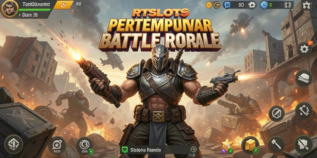 Tampilan gameplay RTSLOTS dalam pertempuran intens Battle Royale.